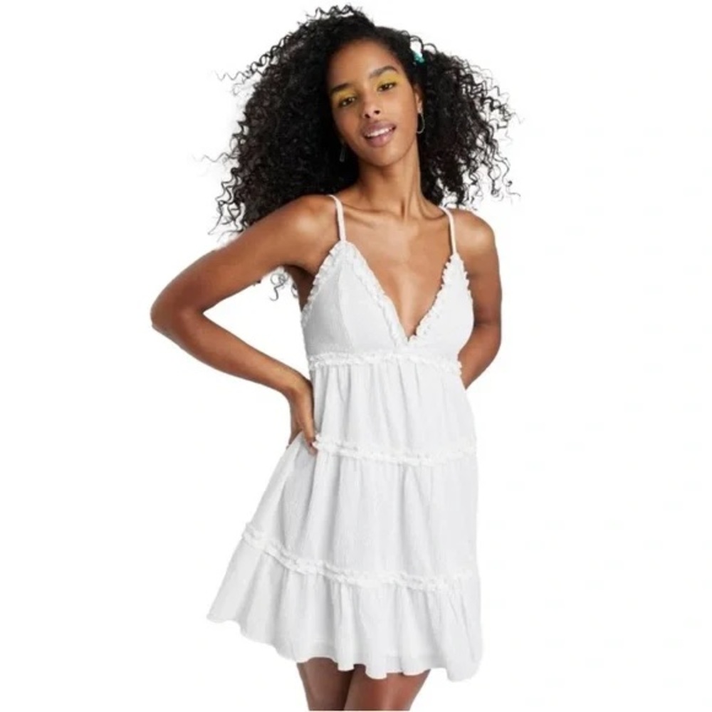 Wild Fable White Tiered Babydoll Dress Size M